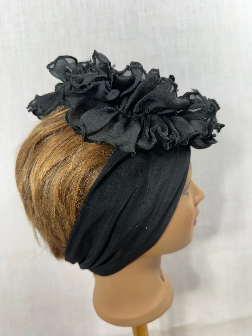 Black Ruffled Turban Headwrap - Women Accessories bundle of 3
